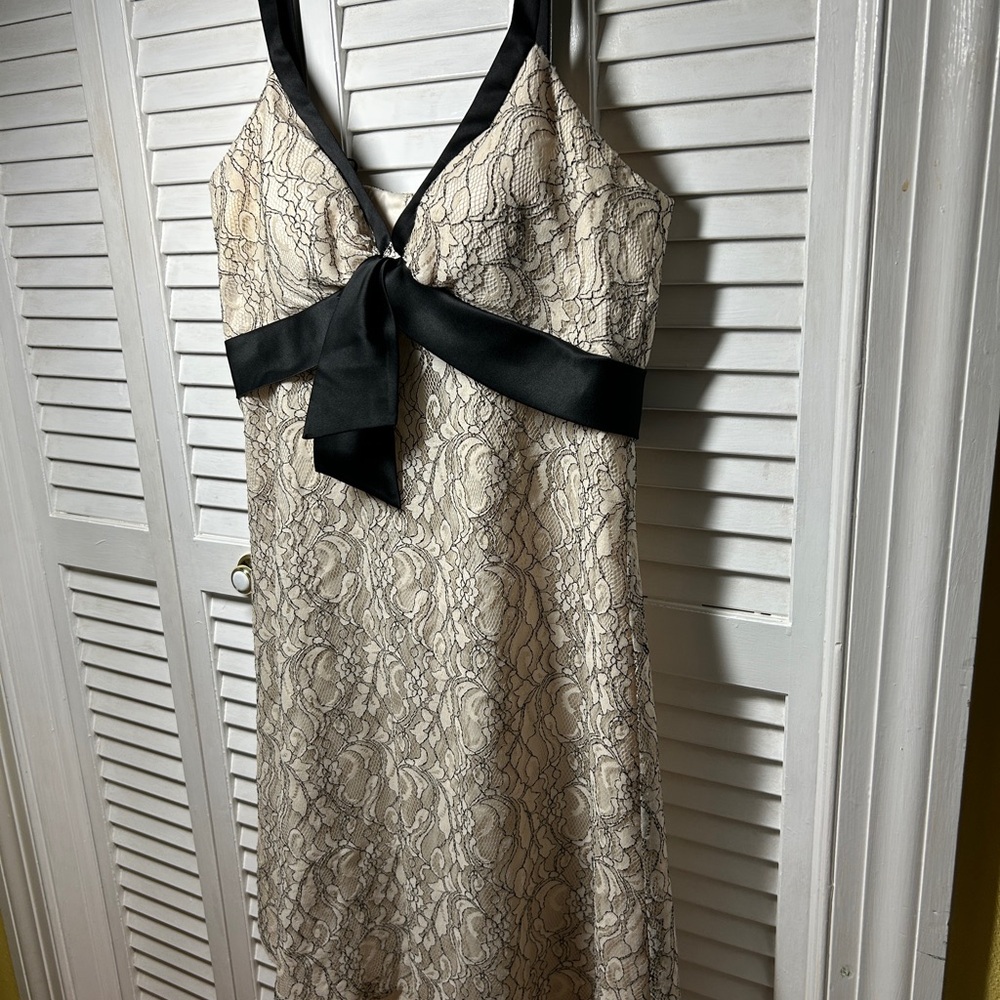 White House Black Market Cream and Black Dress size 12